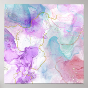 Paarse, groene, roze stromende kleuren legant poster