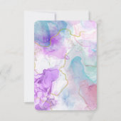 Paarse, groene, roze stromende kleuren legant RSVP kaartje (Achterkant)