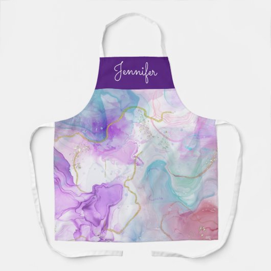 Paarse, groene, roze stromende kleuren legant schort (Voorkant)