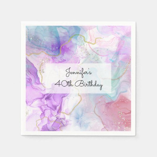 Paarse, groene, roze stromende kleuren legant servet (Voorkant)