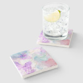 Paarse, groene, roze stromende kleuren legant stenen onderzetter (Zijkant)