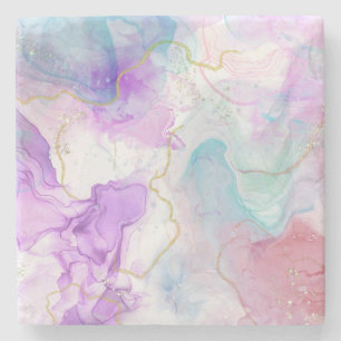 Paarse, groene, roze stromende kleuren legant stenen onderzetter