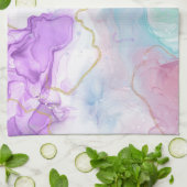 Paarse, groene, roze stromende kleuren legant theedoek (Gevouwen)