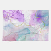 Paarse, groene, roze stromende kleuren legant theedoek (Horizontaal)