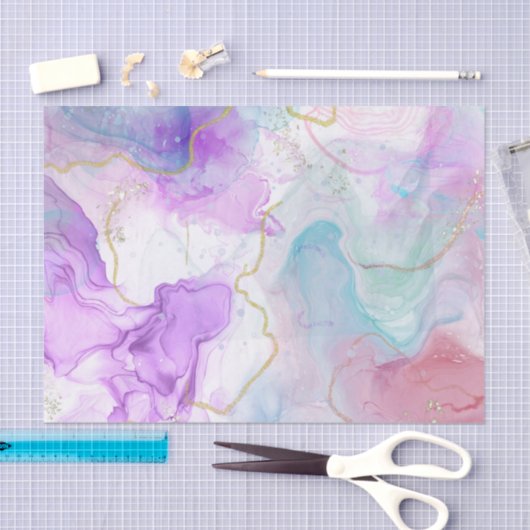 Paarse, groene, roze stromende kleuren legant tissuepapier (Craft)