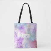 Paarse, groene, roze stromende kleuren legant tote bag (Voorkant)