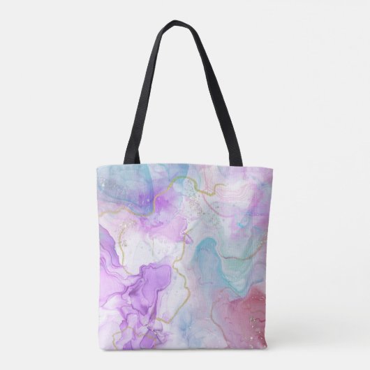 Paarse, groene, roze stromende kleuren legant tote bag (Achterkant)
