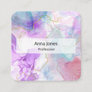 Paarse, groene, roze stromende kleuren legant vierkante visitekaartje