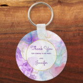 Paarse, groene, roze stromende kleuren sleutelhanger (Voorkant)