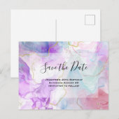 Paarse, groene, roze stromende kleuren sparen de D Uitnodiging Briefkaart (Voorkant / Achterkant)