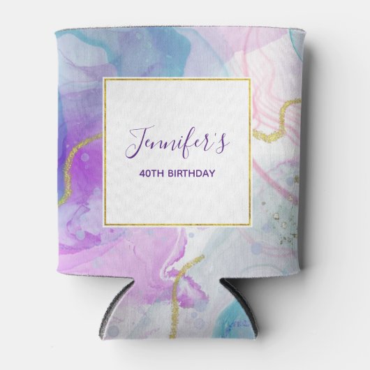 Paarse, groene, roze stromende kleuren van afgelop blikjeskoeler (Voorkant)