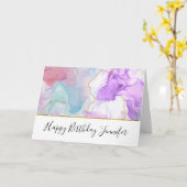 Paarse, groene, roze stromende kleuren van afgelop kaart (Gele Bloem)