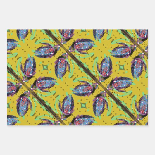 Paarse groene schilderkunst inpakpapier vel (Voorkant 2)