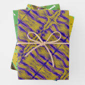 Paarse groene schilderkunst inpakpapier vel (In situ)