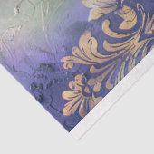 Paarse Groene Shabby Chic Getrapte Bloemen & Demas Tissuepapier (Detail)