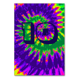 Paarse & Groene Spiraal Tie Dye Trouwtafel Tien Kaart