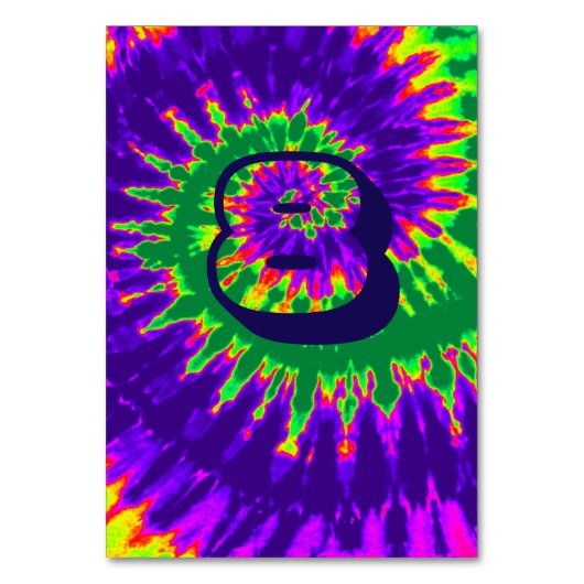 Paarse & Groene Spiral Tie Dye Trouwtafel Acht Kaart (Voorkant)