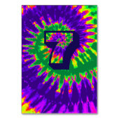Paarse & Groene Spiral Tie Dye Trouwtafel Zeven Kaart (Voorkant)