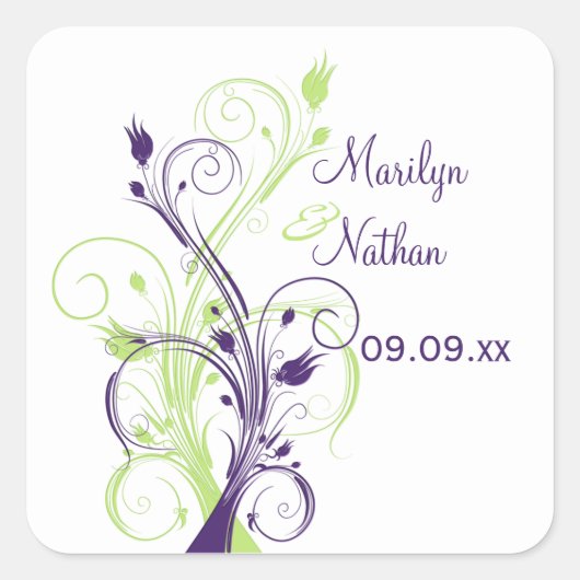 Paarse groene Sticker met 1,5-inch bruiloft (Voorkant)