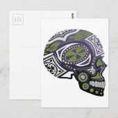 Paarse groene suiker skelet briefkaart (Voorkant / Achterkant)