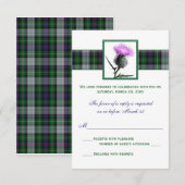 Paarse Groene Tartan Distel Trouw RSVP Kaart (Voorkant / Achterkant)