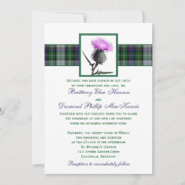 Paarse Groene Tartan Thistle bruiloft uitnodiging