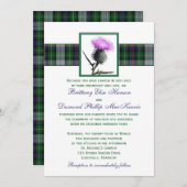 Paarse Groene Tartan Thistle bruiloft uitnodiging (Voorkant / Achterkant)