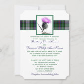 Paarse Groene Tartan Thistle bruiloft uitnodiging (Voorkant)