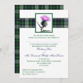 Paarse Groene Tartan Thistle Evening Weddenschap Kaart (Voorkant / Achterkant)