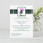 Paarse Groene Tartan Thistle Weddenschap Kaart (Staand voorkant)