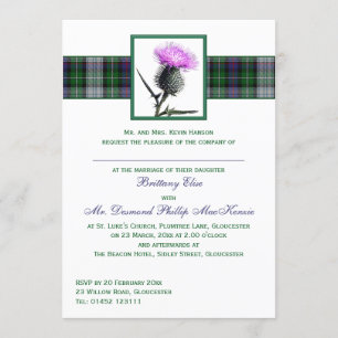 Paarse Groene Tartan Thistle Weddenschap Kaart