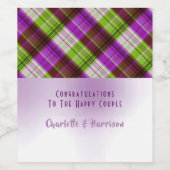 Paarse groene tartan weddenschap wijn etiket (Enkel label)