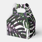 Paarse groene tropische palmbladeren eiland bruilo bedankdoosjes (Achterkant)