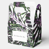 Paarse groene tropische palmbladeren eiland bruilo bedankdoosjes (Geopend)