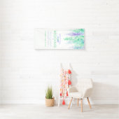 Paarse groene trouwkunst welkom banner (Insitu)