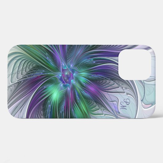 Paarse groene ventilator Abstracte kunstfractale I Case-Mate iPhone Case (Achterkant (horizontaal))