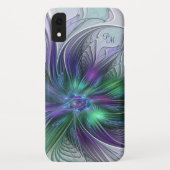 Paarse groene ventilator Abstracte kunstfractie mo Case-Mate iPhone Case (Achterkant)