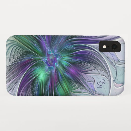 Paarse groene ventilator Abstracte kunstfractie mo Case-Mate iPhone Case (Achterkant (horizontaal))