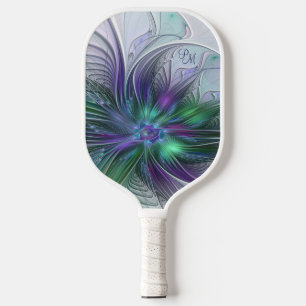 Paarse groene ventilator moderne Abstracte kunstIn Pickleball Paddle
