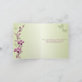 Paarse, groene vlinder bloemige bedankkaart (Binnen)