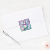 Paarse groene vlinder fee prinses meisjes vierkante sticker (Envelop)