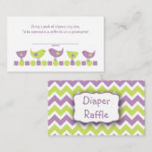 Paarse Groene Vogels Luier Raffle Tickets of inser Informatiekaartje (Voorkant / Achterkant)