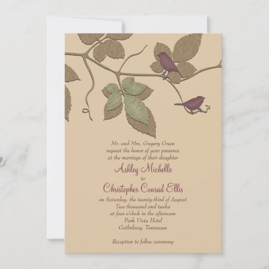 Paarse Groene Vogels Uitnodiging tot uitwijking va (Voorkant)