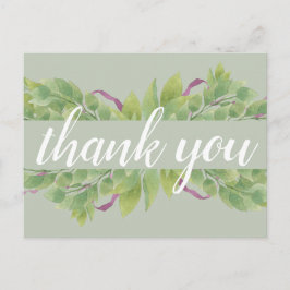 Paarse & Groene Waterverf bladeren - Dank u Briefkaart