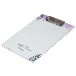 Paarse groene waterverf bladeren klembord