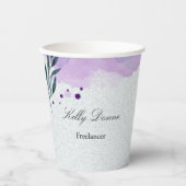 Paarse groene waterverf bladeren papieren bekers (Voorkant)