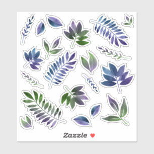 Paarse Groene Waterverf Bladplanner Stickers