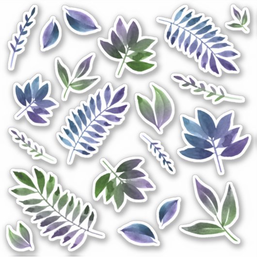 Paarse Groene Waterverf Bladplanner Stickers (Voorkant)