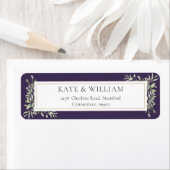 Paarse groene Waterverf Foliage Adres label (Insitu)