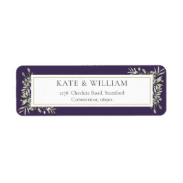 Paarse groene Waterverf Foliage Adres label